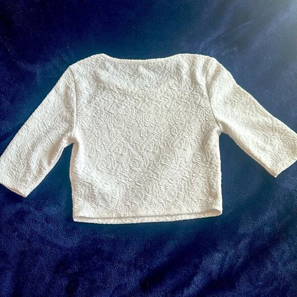 G by GUESS Women’s White Mesh Half Sleeve Crop Top Size Small - Picture 6 of 6